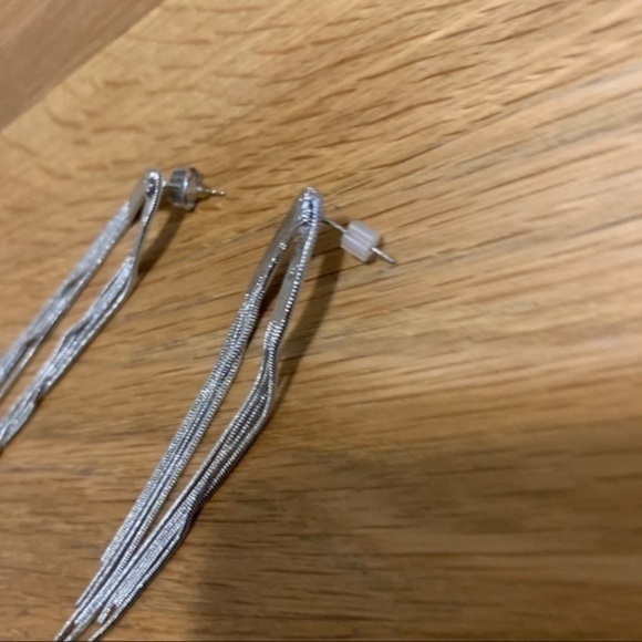 Faux Silver Dangle Earrings - Picture 3 of 5